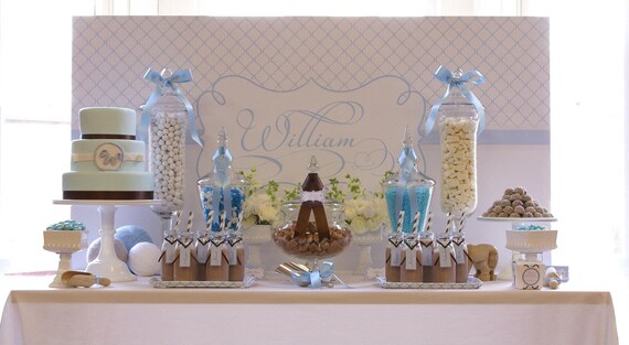 BLUE QUATREFOIL Printable Party Backdrop - You print Il_570xn