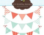 Blue and Orange Bunting Clipart Clip Art for Personal and Commercial Use