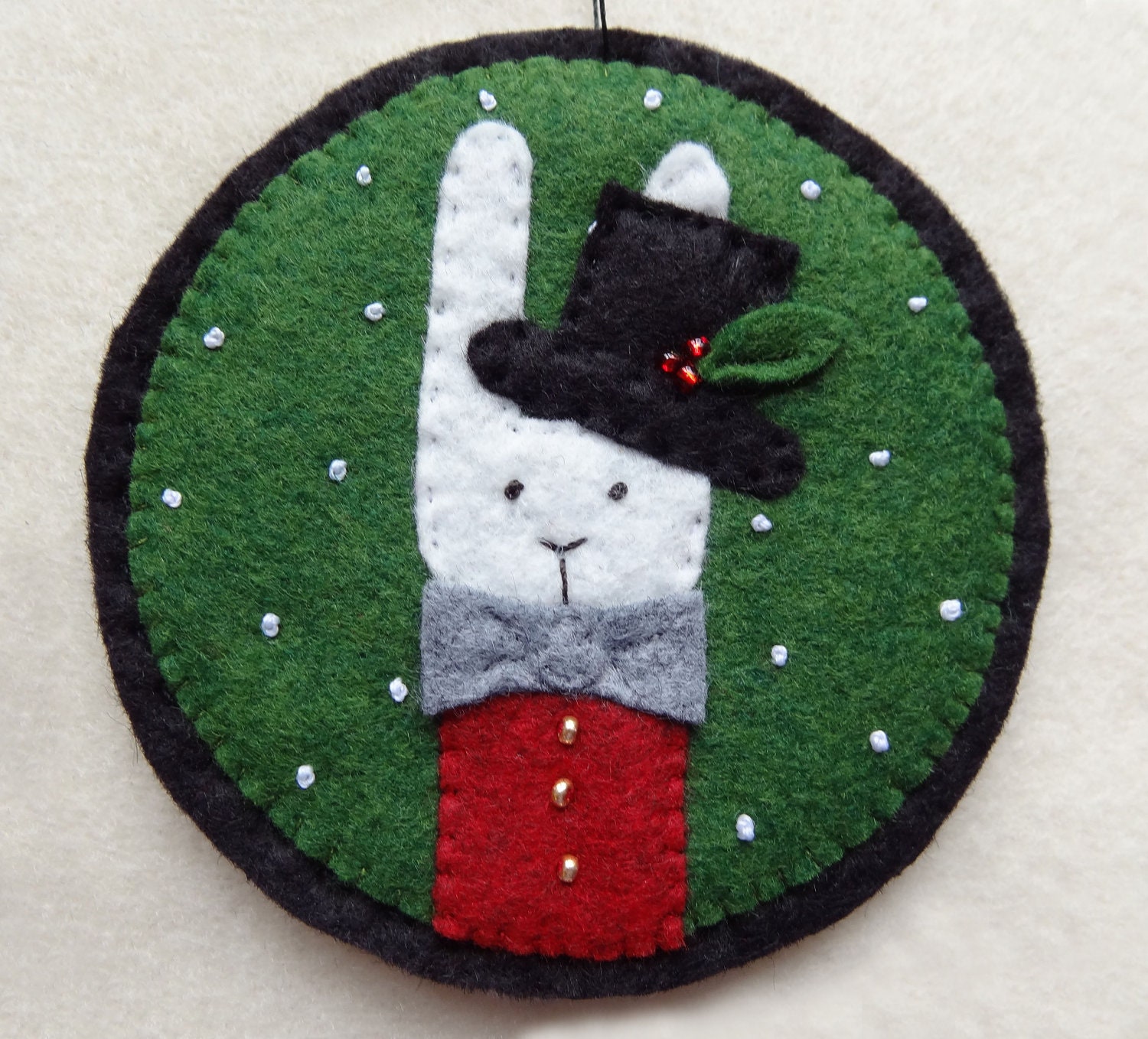 Edgar the Bunny Wool Felt Blend Handmade Ornament
