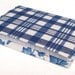 Fabric Journal Cover - Blue Ivy with Tartan - A6 Notebook, Diary - Blue and White Leaves and Checks With Satin Ribbon