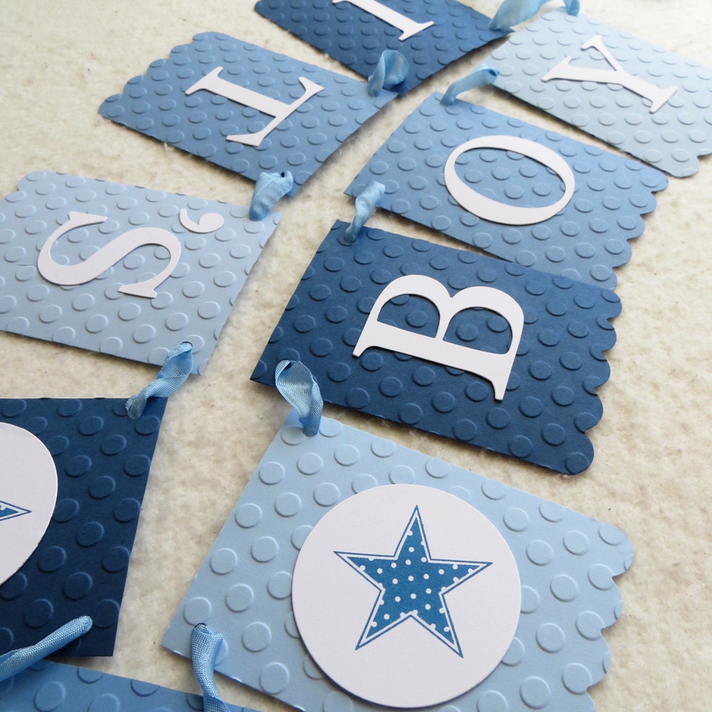 It's a Boy Banner Baby Shower Garland - Embossed Lrg Dots - READY TO SHIP - Baby Boy Shower Decoration Il_570xn