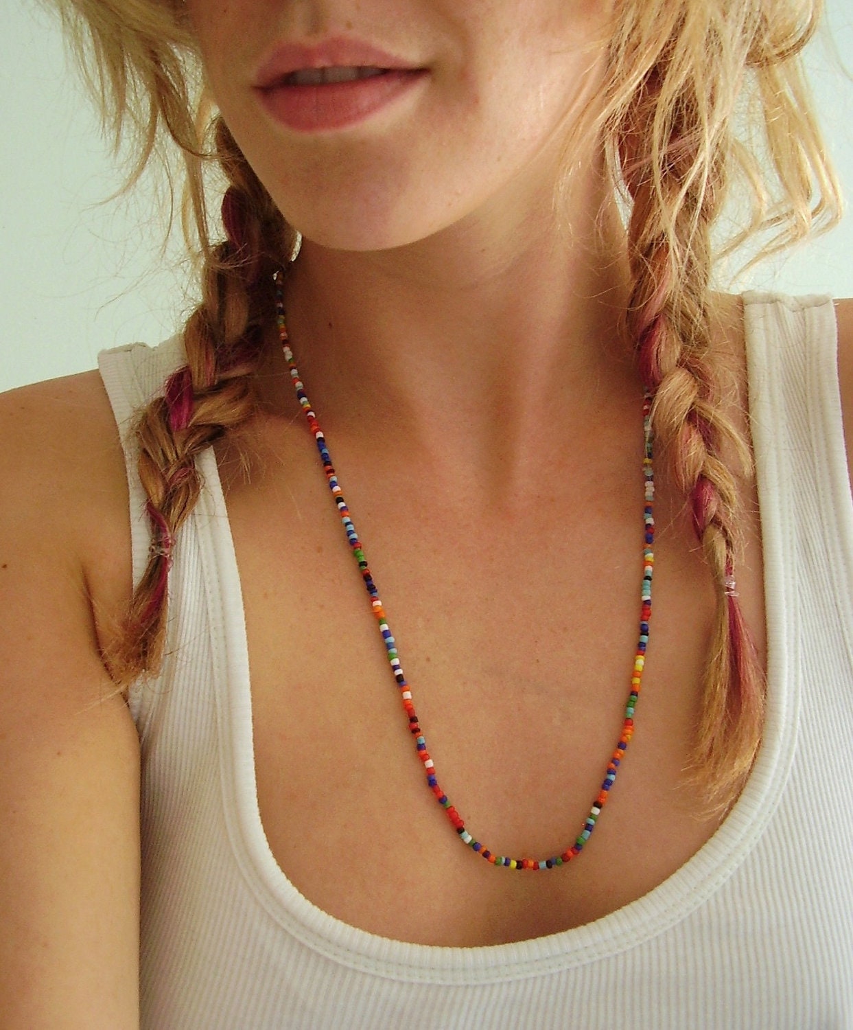 Native American Seed Bead Love Beads Necklace Layering - Vintage 80s 90s