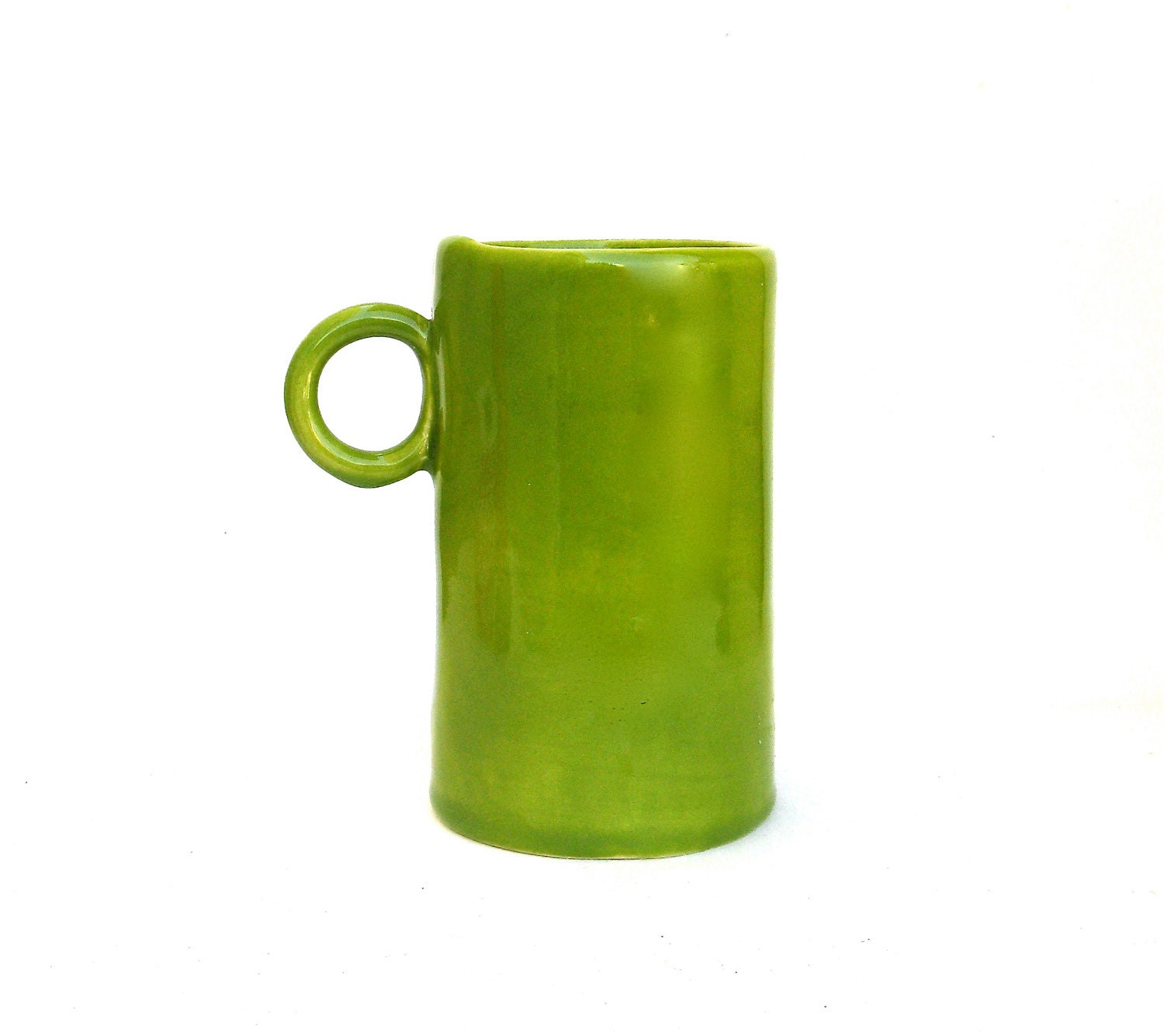 festive hand built porcelain cup ...  happy kiwi green - clayswan