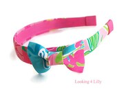Lilly Pulitzer Fabric Headband with Bow  Pink Green Lilly Pulitzer Headband Sorority headband