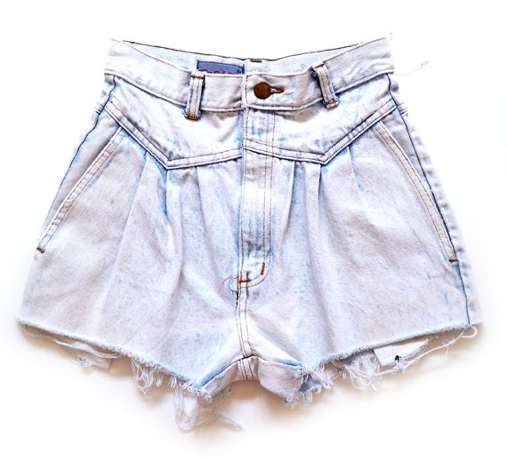 90's Acid Wash Denim Cutoff Shorts XXS/XS Ultra High Waist Cutoffs