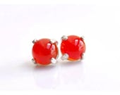 Carnelian Stud Sterling Silver Earrings 6mm