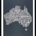Australia Type Map in Sheer Slate - decorative screen print