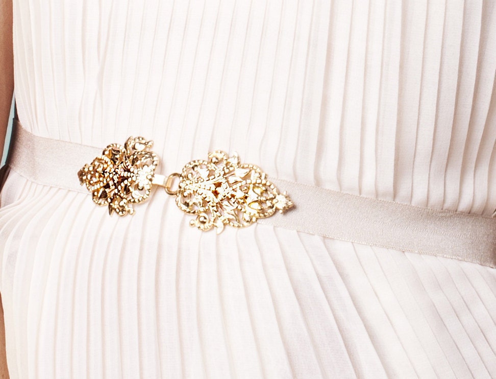 Michelle Belt in Gold, Wedding accessory, Gold Bridal Belt