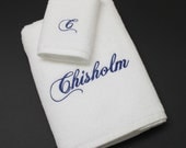 Personalized Name and Initial Embroidered Bath and Wash Towel Set