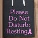 Please Do Not Disturb: Resting with Breast Cancer ribbon wood sign