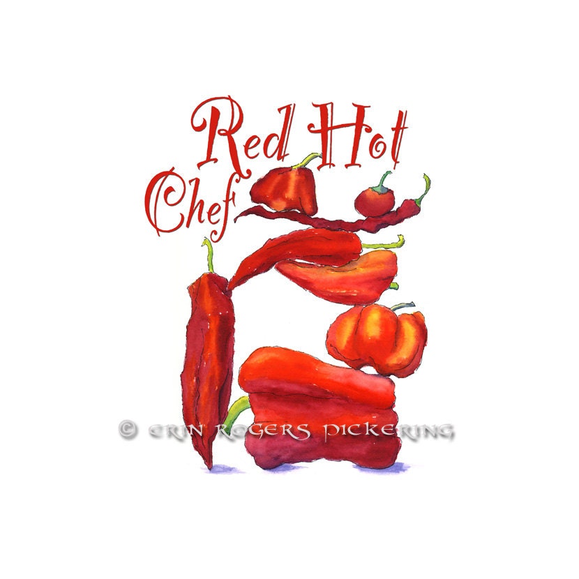 Red Hot Chef Kitchen Illustration 8x10 fine art print