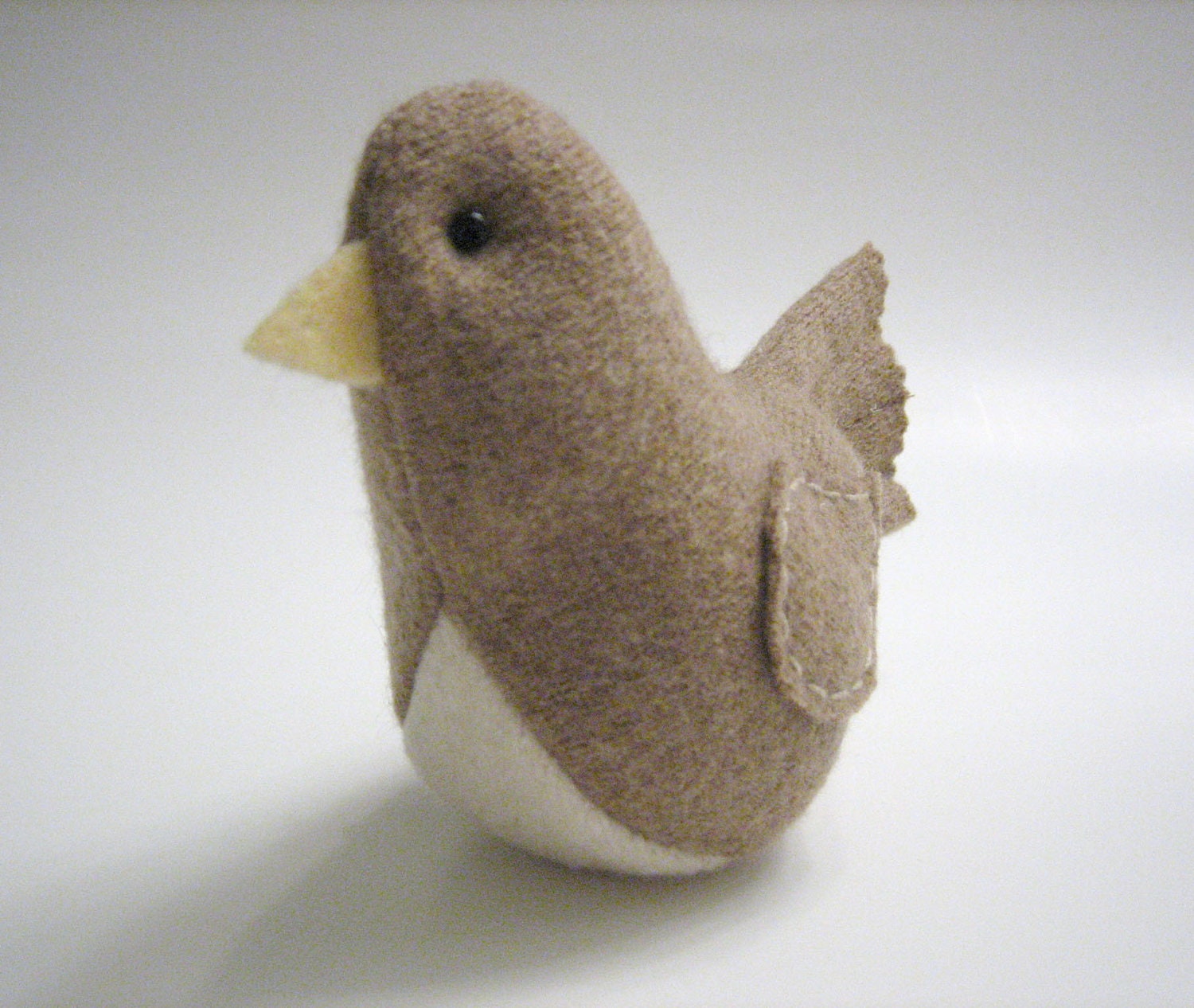 Tan Bird Soft Sculpture Handmade from Felted Wool Sweaters by mmwolters