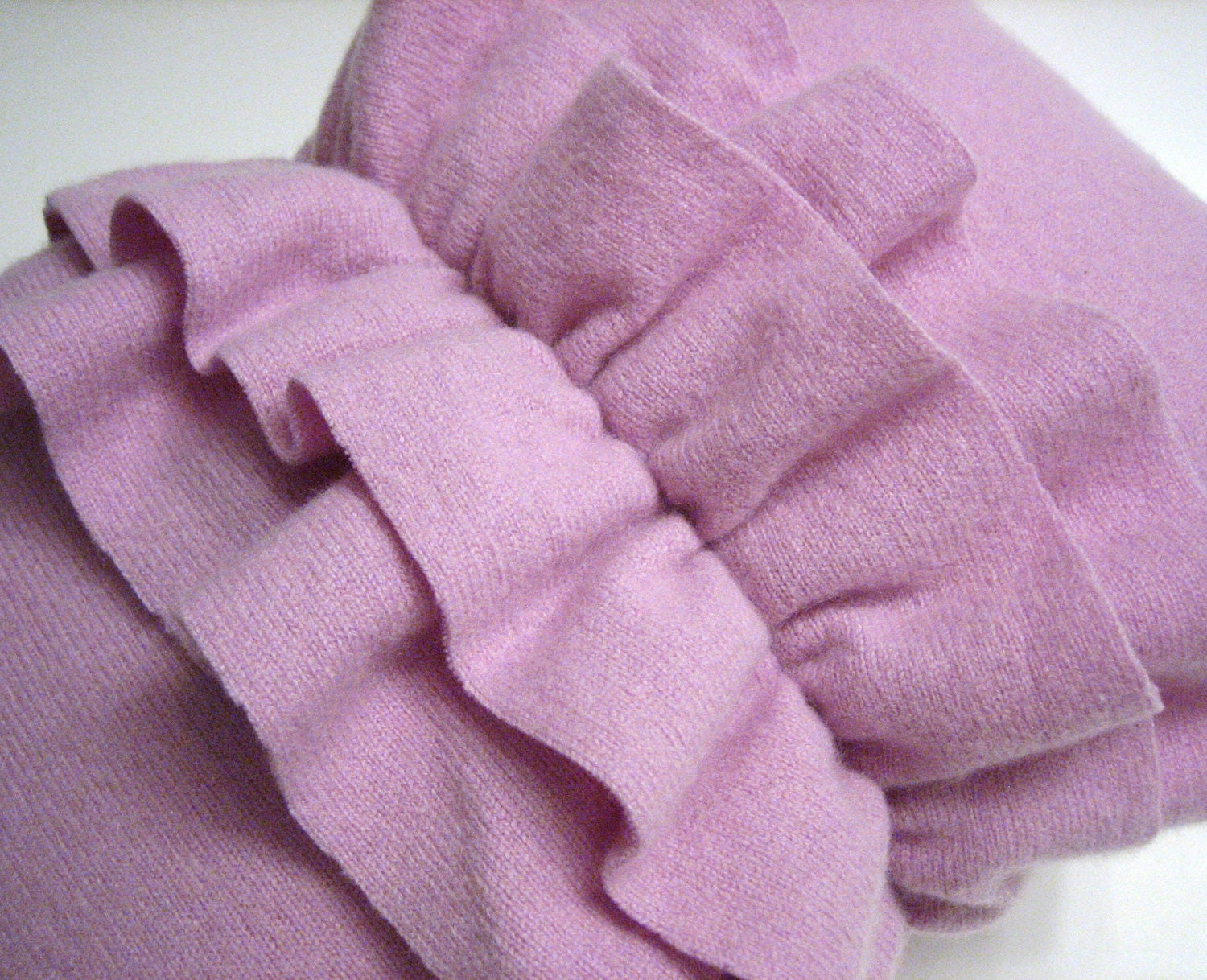 Light Purple Lilac Cashmere Ruffle Pillow Handmade from Felted Cashmere Sweaters 10x14 (no.123)