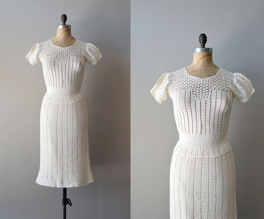 crochet dress / 1930s sweater dress / Chalklands dress