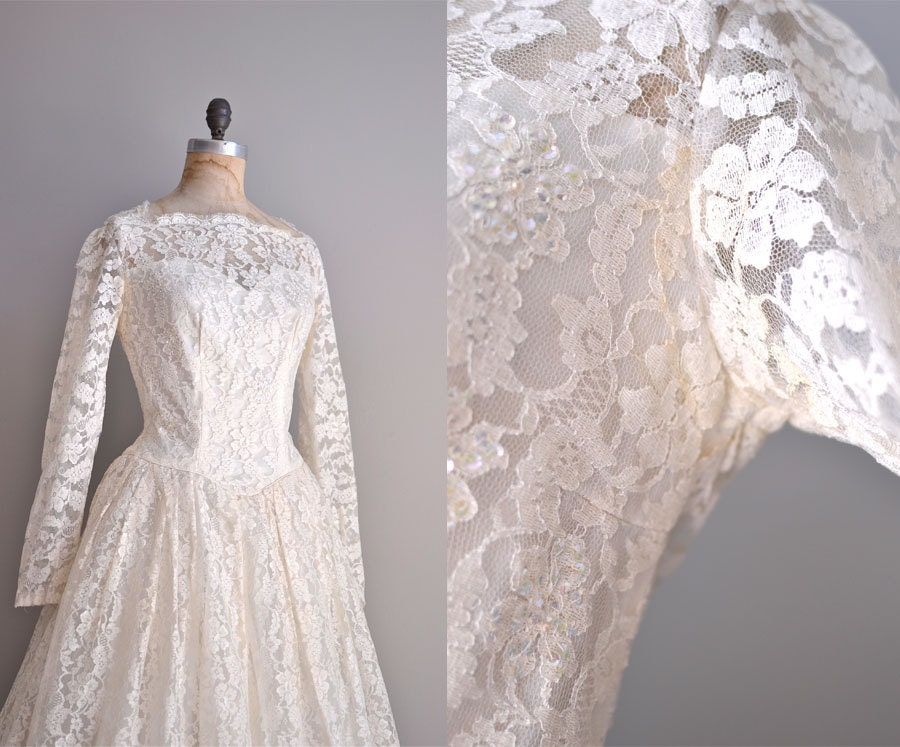 r e s e r v e d...50s lace wedding dress / 1950s wedding dress / Water Lily dress