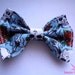 Blue Skulls and Roses Large Hair Bow with Glow in the Dark Stitching