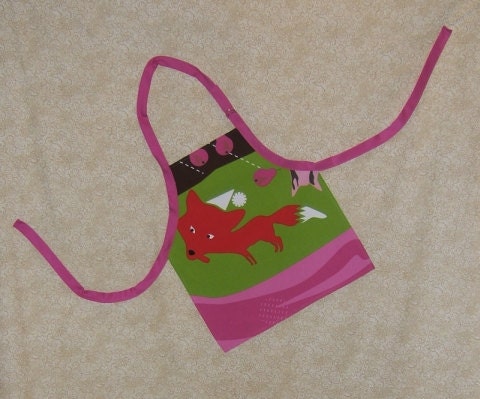 Apron Swift Red Fox Cover up Chef Style Childs Adjustable All Cotton Kids Toddler Boys Girls Petite