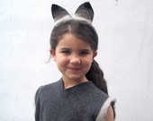 Woodland Fox Costume - Halloween Girls Gray Fox Animal WOOL Hat and Tail - Waldorf Dress-up - Handmade by SewnNatural