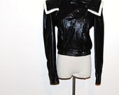 Vintage Coat Black Leather Italian
