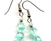 Aqua Turquoise Vintage Czech Givre Beads Earrings, Mint Green Earrings, Handmade Jewelry by AnnaArt72