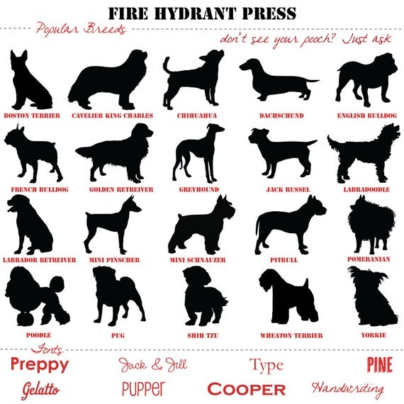 Dog Silhouette Print Personalized 5 x 7
