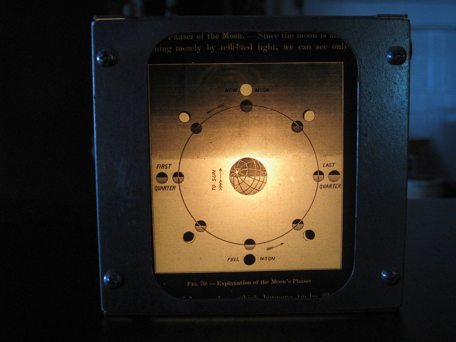 MOON PHASES - Vintage magic lantern glass slide light box