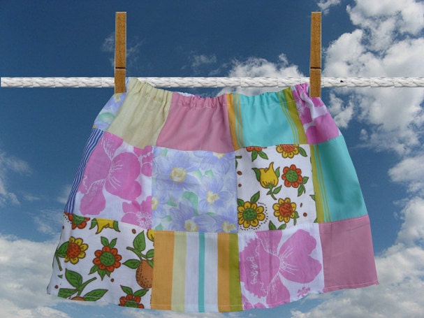 Girls Patchwork Skirt Handmade Vintage Patchwork Skirt Multi Colors and Designs Elastic Waist Unique Clothing Childrens Spring Summer Skirt