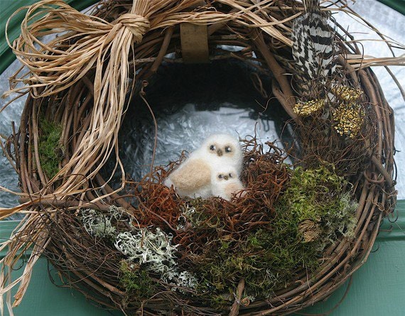 Woodland grapevine Wreath, Custom Personalized Wreath... made to order... (woolcrazy)