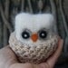 Adopt a Baby Owl ... Plush Angora Toy Eco Friendly felt wool Owl in a Nest... brown white gray (woolcrazy)