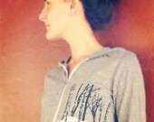 Eco Heather grey, FOX Hooded sweatshirt, Sexy for men and women, perfect weight for layering, metal silver zipper, ultra soft