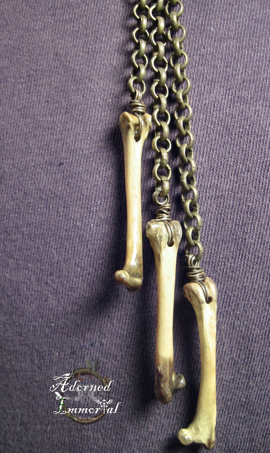 Triple Pigeon Femur Bone Earring