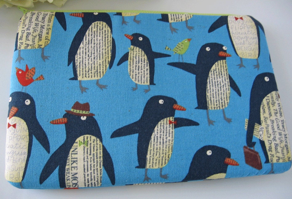 penguins /  Kindle Touch sleeve / Kindle Fire Case  / eReader  Cover Japanese Fabrics / kindle fire cover