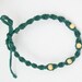 Holiday Green Twister Hemp Tie On Bracelet with Natural Wood Beads