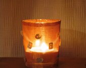 Larger copper and glass tealight or votive holders