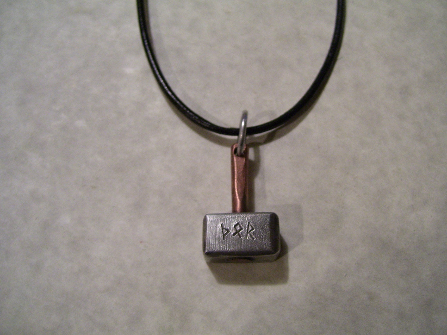Thor's Hammer pendant, copper and aluminum Stamped with Elder Futhark Runes