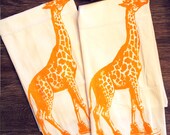 Set of 2 Towels - GIRAFFE (in High Tops) - Multi-Purpose Flour Sack Bar - Renewable Natural Cotton