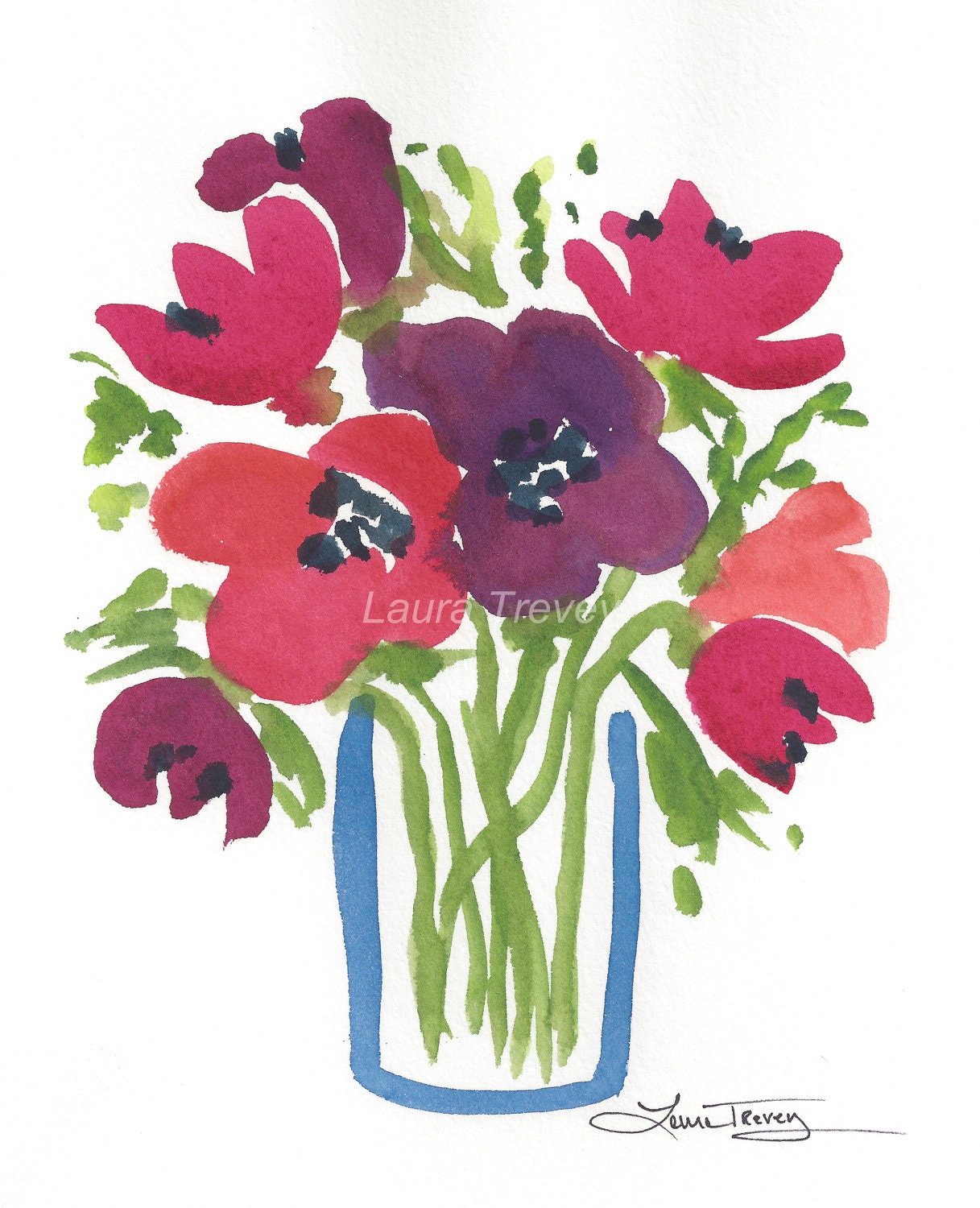 Colorful Bouquet Original Watercolor Painting