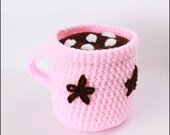 Crochet Cocoa play food Amigurumi hot chocolate with marshmallows