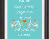 Beatles, Love, Song Lyric, Art, Print, Two Of Us, Bicycle, Fun, Colorful, Quote, Typography, Poster, 11x14