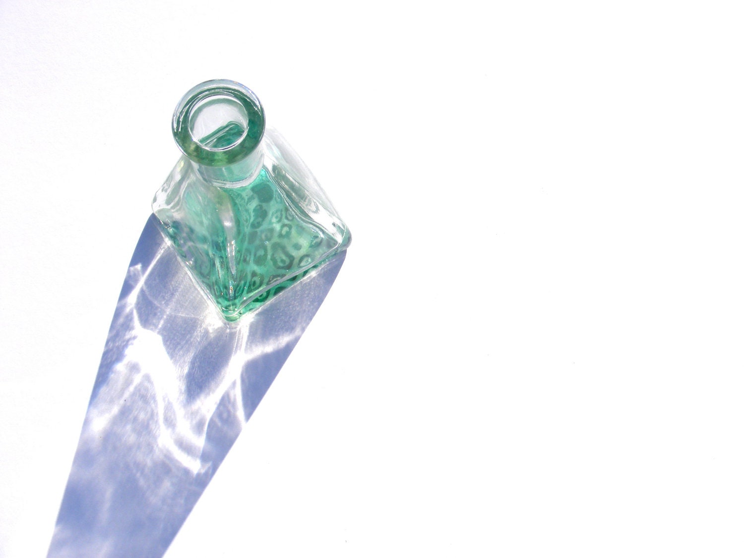 Miniature Glass Vase with Green Decor. Upcycled Glass Vase by Calico City