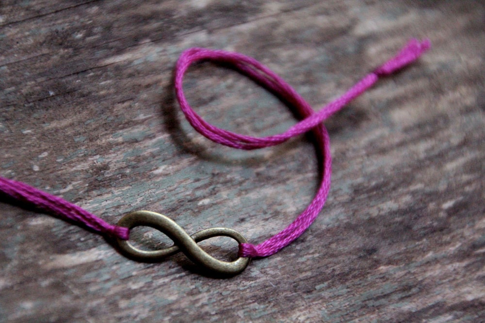 infinity bracelet wish bracelet mothers day jewelry gift forever friendship bracelet pink magenta wishlet letterhappy etsy best friend gift