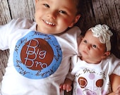 BIG BROTHER LITTLE Sister Personalized Set, or Big Sister Little Brother Mix and Match, Long Sleeve with Hat, Pregnancy Announcement
