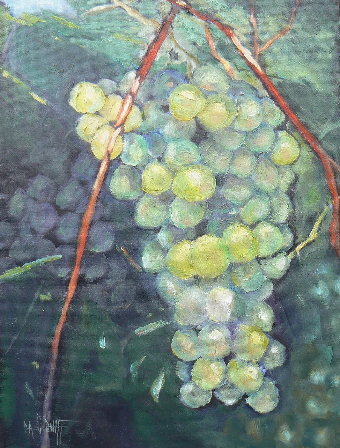 Daily Painting, Fruit, Still Life, "In the Vineyard" 9x12, Original Oil Painting