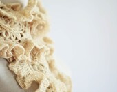 Ecru Crochet Ruffle Scarves - Vitamin Scarf - Wool Blend Scarf - Gifts For Best Friends