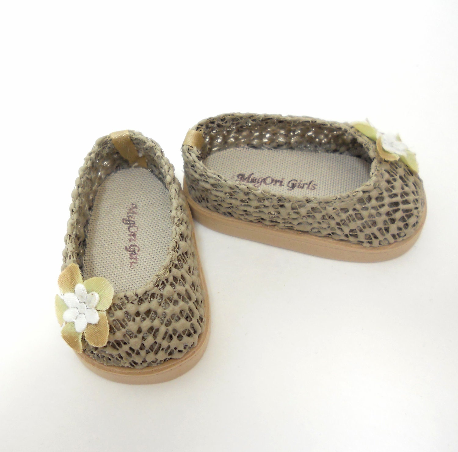 american girl 18" dolls shoes beige LACE by MegOrisDolls