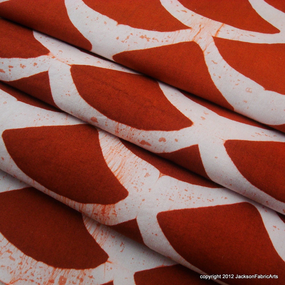 Hand Dyed Batik Fabric Half Yard Minoan Fishscale Nutmeg