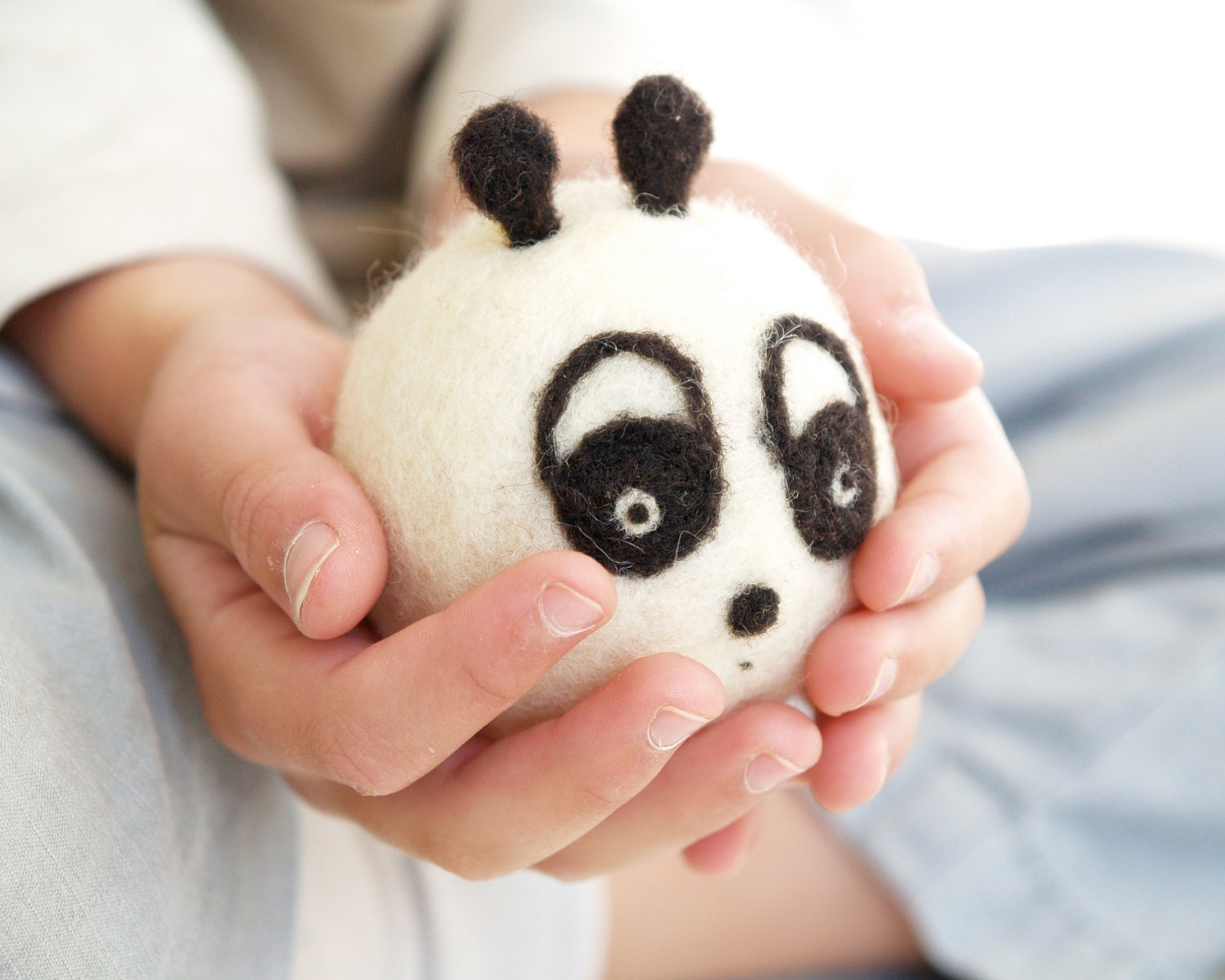 Needle Felted Panda Toy Easter Gift, Wool Waldorf Toy, Woodland Animal Critter Natural Toy, Soft Plush, Winter