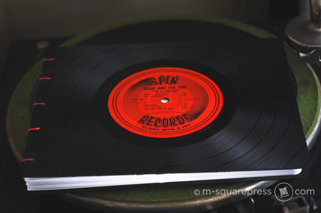 Personalized Recycled LP Vinyl Record Coptic Wedding Guestbook