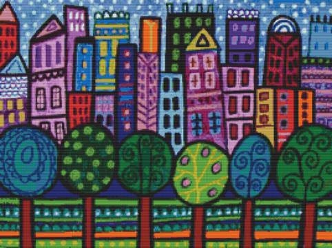 Modern Cross Stitch PDF Pattern 'NYC' By Heather Galler - Abstract Modern CrossStitch Chart Of New York City