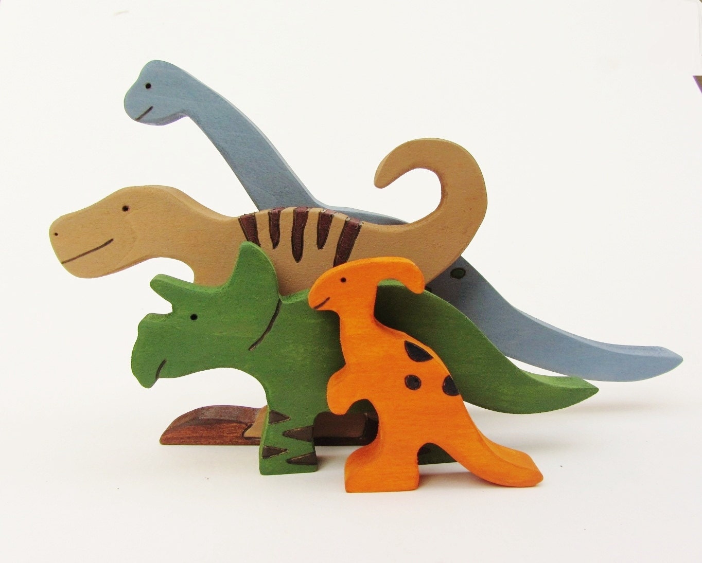 Wooden Dinosaur Toy Set- Waldorf wood dinos
